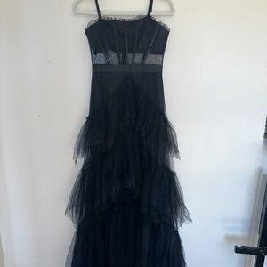 Inaya Mesh Maxi Dress In Black